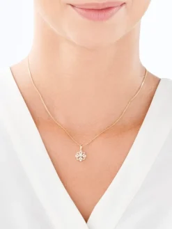 Zawieszka z żółtego i białego złota z diamentami - rozeta - 0,20 ct - próba 585