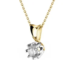 Zawieszka z żółtego i białego złota z brylantem - SI2/H - 0,34 ct - próba 585