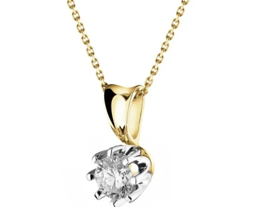 Zawieszka z żółtego i białego złota z brylantem - SI2/H - 0,34 ct - próba 585