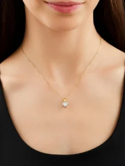 Zawieszka z żółtego i białego złota z brylantem - SI2/H - 1,00 ct - próba 750