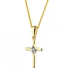 Zawieszka z żółtego i białego złota z diamentem - krzyż - 0,005 ct - próba 375