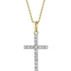 Zawieszka z żółtego i białego złota z brylantami - krzyż - 0,25 ct - próba 585