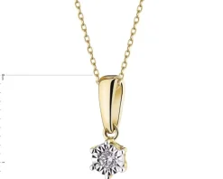 Zawieszka z żółtego i białego złota z brylantem - 0,05 ct - próba 585