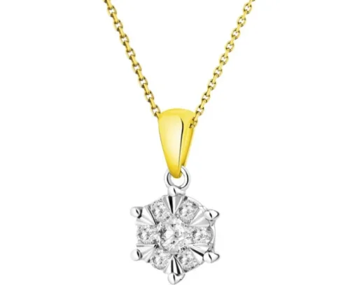 Zawieszka z żółtego i białego złota z brylantami - 0,25 ct - próba 585