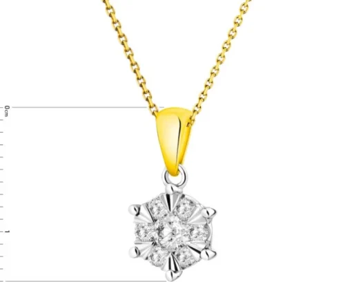 Zawieszka z żółtego i białego złota z brylantami - 0,25 ct - próba 585
