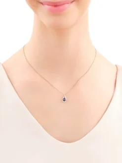 Zawieszka z żółtego złota z brylantami i szafirem syntetycznym - próba 375