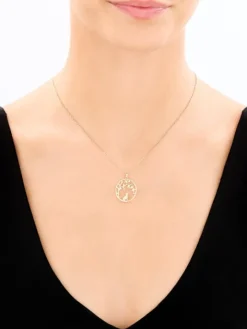 Zawieszka z żółtego złota z brylantami - kot - 0,04 ct - próba 375