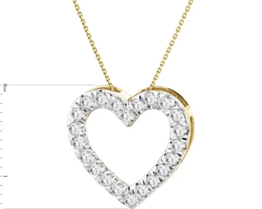 Zawieszka z  żółtego złota z brylantami laboratoryjnymi - serce - 0,33 ct - próba 585