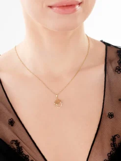 Zawieszka z żółtego złota z brylantami - liść - 0,04 ct - próba 585