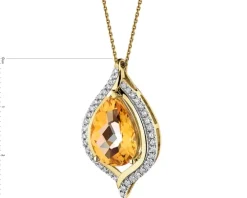 Zawieszka z żółtego złota z brylantami i cytrynem - próba 585