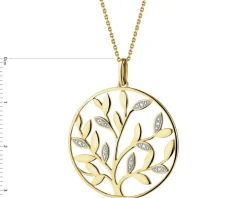 Zawieszka z żółtego złota z brylantami - drzewko - 0,01 ct - próba 375