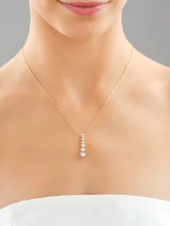 Zawieszka z żółtego złota z brylantami laboratoryjnymi - 1,00 ct - próba 750