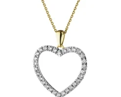 Zawieszka z żółtego złota z brylantami - serce - 0,33 ct - próba 585