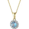 Zawieszka z żółtego złota z brylantami i topazem London Blue - próba 585