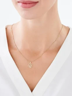 Zawieszka z żółtego złota z brylantem - koniczyna - 0,01 ct - próba 585