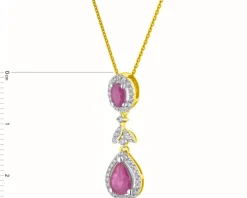 Zawieszka z żółtego złota z brylantami i rubinami - próba 585