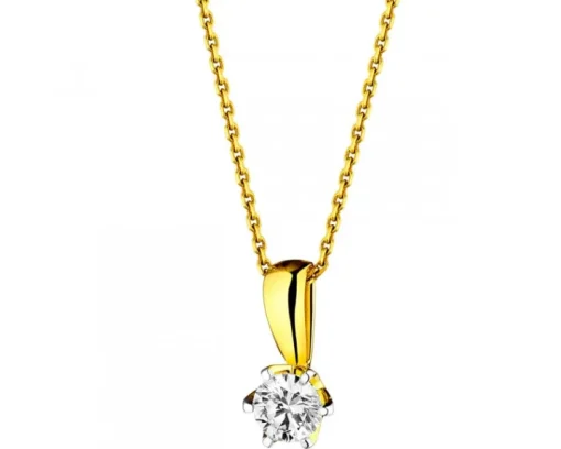 Zawieszka z żółtego złota z brylantami - 0,25 ct - próba 750