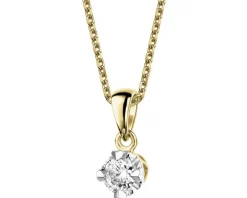 Zawieszka z żółtego złota z brylantem - serca - 0,16 ct - próba 585