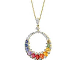 Zawieszka z żółtego złota z brylantami i szafirami kolorowymi - próba 585