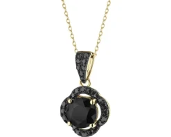 Zawieszka z żółtego złota z czarnymi brylantami i onyksem - próba 585