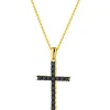 Zawieszka z żółtego złota z czarnymi brylantami - krzyż - 0,36 ct - próba 375