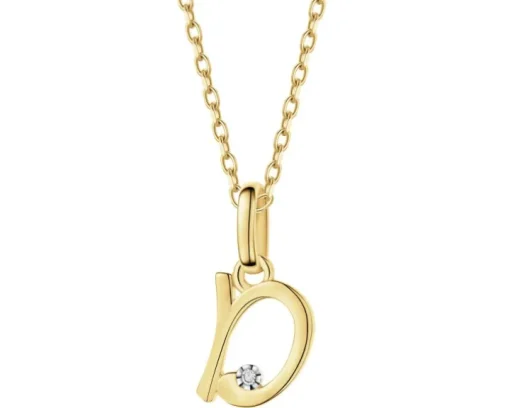 Zawieszka z żółtego złota z diamentem - litera D - 0,003 ct - próba 375