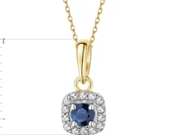 Zawieszka z żółtego złota z diamentami i szafirem - próba 585