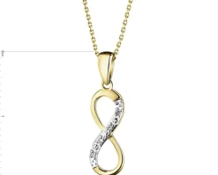Zawieszka z żółtego złota z diamentami - nieskończoność - 0,01 ct - próba 375