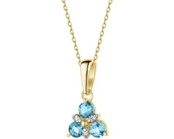 Zawieszka z żółtego złota z diamentami i topazami London Blue - próba 375