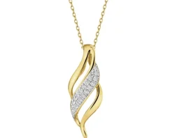 Zawieszka z żółtego złota z diamentami - 0,05 ct - próba 585