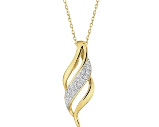Zawieszka z żółtego złota z diamentami - 0,05 ct - próba 585