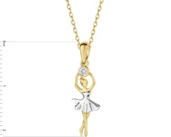 Zawieszka z żółtego złota z diamentami - baletnica - 0,003 ct - próba 375