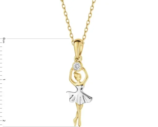 Zawieszka z żółtego złota z diamentami - baletnica - 0,003 ct - próba 375