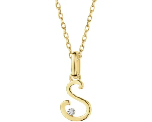 Zawieszka z żółtego złota z diamentem - litera S - 0,003 ct - próba 375