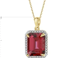 Zawieszka z żółtego złota z diamentami i rodolitem - próba 585