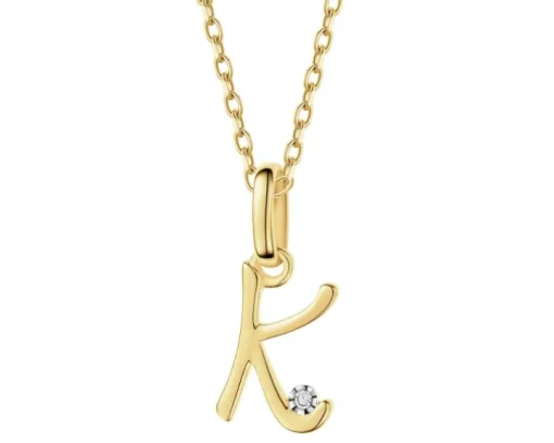 Zawieszka z żółtego złota z diamentem - litera K - 0,003 ct - próba 375