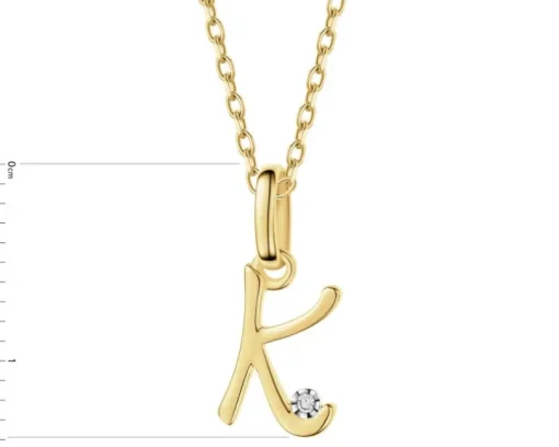 Zawieszka z żółtego złota z diamentem - litera K - 0,003 ct - próba 375