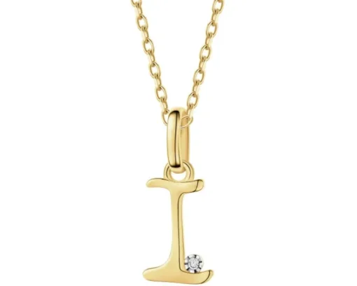 Zawieszka z żółtego złota z diamentem - litera I - 0,003 ct - próba 375