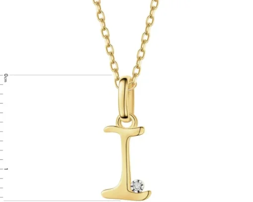 Zawieszka z żółtego złota z diamentem - litera I - 0,003 ct - próba 375