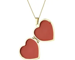 Zawieszka z żółtego złota z diamentem - puzderko - serce - 0,005 ct - próba 585