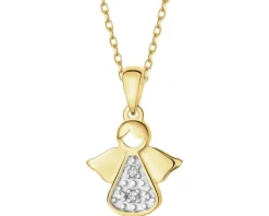 Zawieszka z żółtego złota z diamentami - aniołek - 0,01 ct - próba 375