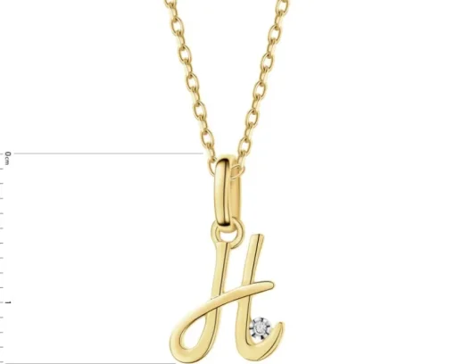 Zawieszka z żółtego złota z diamentem - litera H - 0,003 ct - próba 375