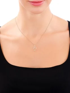 Zawieszka z żółtego złota z diamentami - medalik Matka Boska - 0,004 ct - próba 375