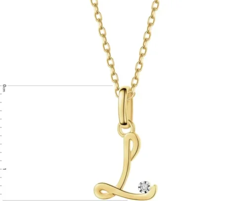 Zawieszka z żółtego złota z diamentem - litera L - 0,003 ct - próba 375