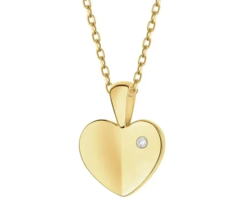 Zawieszka z żółtego złota z diamentem - serce - 0,005 ct - próba 585