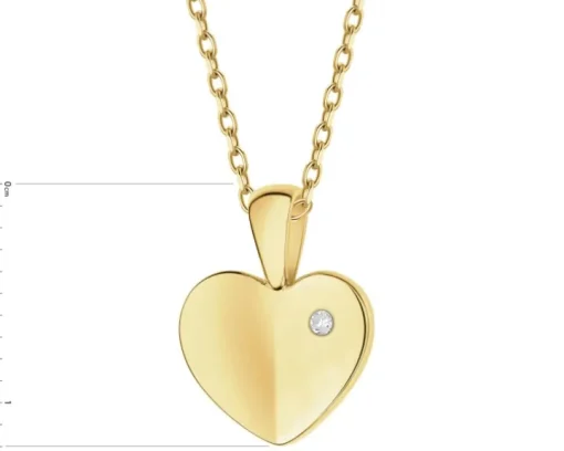 Zawieszka z żółtego złota z diamentem - serce - 0,005 ct - próba 585