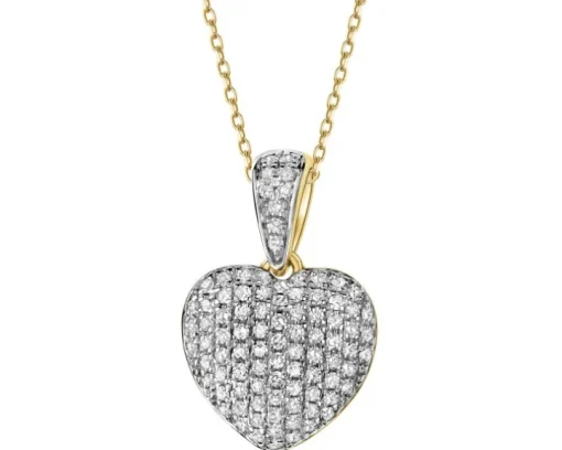 Zawieszka z żółtego złota z diamentami - serce - 0,22 ct - próba 585