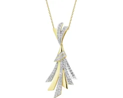 Zawieszka z żółtego złota z diamentami - 0,18 ct - próba 585