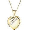 Zawieszka z żółtego złota z diamentami - puzderko - serce - 0,01 ct - próba 375