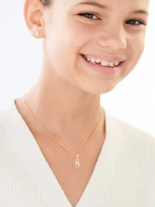 Zawieszka z żółtego złota z diamentem - aniołek, serce - 0,004 ct - próba 375